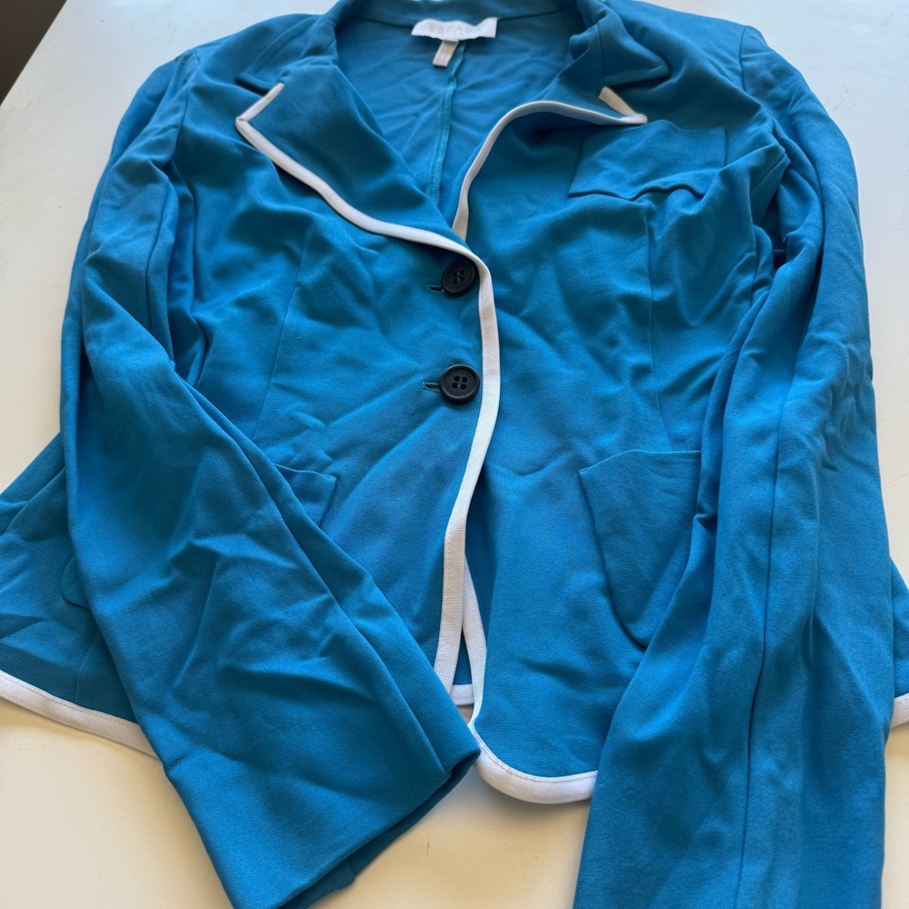 Escada Blue and White Blazer Elegant Suit Jacket